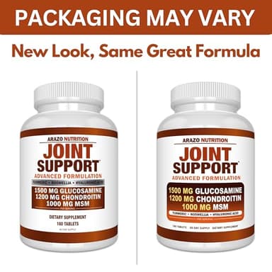 Arazo Nutrition Glucosamine Chondroitin Turmeric Msm Boswellia - Joint Support Supplement for Relief 180 Tablets for Bones, Back, Knees, Hands (180 Tablets) - Image 8