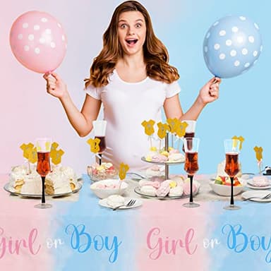 Gatherfun Gender Reveal Party Supplies Disposable Tablecloth Plastic Waterproof Table Cover for Boy or Girl Gender Reveal Party Baby Shower Birthday Decorations, 3 Pack 54X108inch - Image 4
