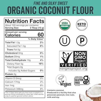 Viva Naturals Organic Coconut Flour, 4 lbs (1.81 kg) – Gluten Free Flour for Keto, Paleo & Vegan Baking, Good Source of Fiber, Low Fat, Non-GMO, Unbleached & Unrefined - Image 2