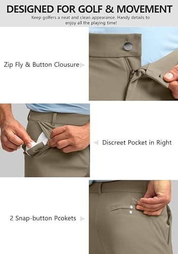 Obla Men's Golf Pants - 30"/32"/34" Slim Fit Stretch Lightweight Trousers with 5 Pockets Casual Travel Dress Work Pants for Men (Taupe_L32 W36) - Image 5