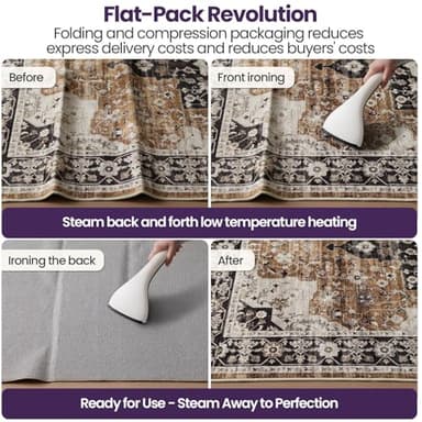 DEXI Area Rugs for Living Room, 4x6 Washable Low Pile Vintage Traditional Rug for Bedroom, Non Slip Indoor Carpet for Dining Office Nursery, White Grey - Image 6