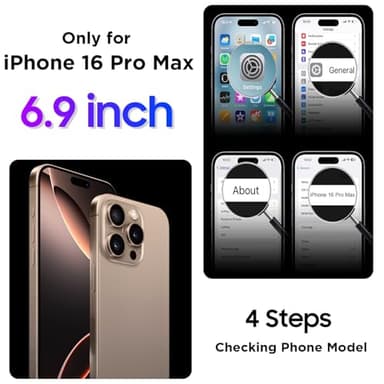 Temdan Compatible with iPhone 16 Pro Max Case Waterproof, Built-in Screen & Camera Protector IP68 Underwater Full Body 16FT Military Dropproof Shockproof Phone Case 6.9"-Black/Clear - Image 8