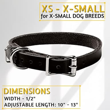 ADITYNA Extra-Small Leather Dog Collar for XS Dogs - Classic, Soft, Strong, Heavy Duty, Handmade Top-Grain Leather - for Walking, Training, and Hiking - Image 2