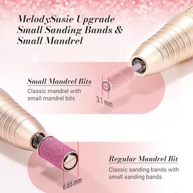 MelodySusie 50 Pcs Nail Drill Bits Small Sanding Bands with 3.1mm Mandrel Bit, 180 Fine Grit Nail File for Acrylic Nails Gel Manicures and Pedicure, Pink - Image 4