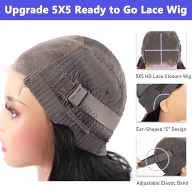 Tscom 30 Inch 5x5 HD Lace Closure Wigs Human Hair 220 Density Wear and Go Glueless Wigs Human Hair Pre Plucked Pre Cut with Baby Hair Bleached Knots 12A Ready to Wear Straight Wigs for Beginners - Image 5