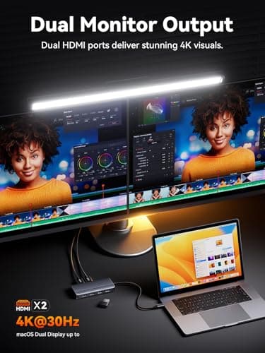 QUUGE Docking Station Dual Monitor 2 HDMI, 7 in 1 USB C Hub with Dual HDMI 4K, PD Charging, 5Gbps USB 3.0, 3 USB2.0, USB C Docking Station for MacBook Pro/Dell XPS/HP/Lenovo/Surface/Yoga etc - Image 4