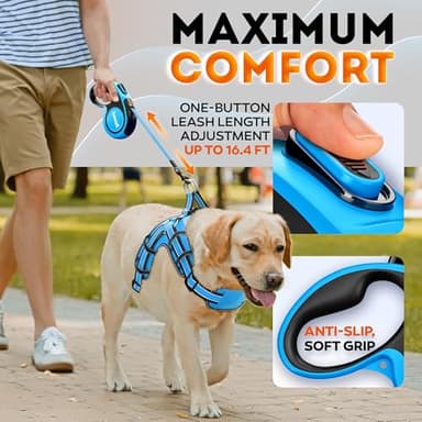 New 2025 Retractable Dog Leash 16,4 ft'-Heavy Duty Retractable Pet Leash with Anti-Slip Soft Grip-Reflective Dog Leashes with Anti-Twist Protection for Small Medium Dogs up to 50 lbs (Blue) - Image 5