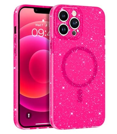 BENTOBEN for iPhone 13 Pro Case, Phone Case iPhone 13 Pro Magnetic Case Compatible with MagSafe Glitter Bling Flexible Soft TPU Shockproof Protective Sparkly Cover for iPhone 13 Pro 6.1’, Hot Pink - Image 1