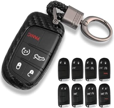 GZJUNFUGJ Key Chain Fob Case Cover Compatible For Dodge Challenger Charger Durango Jeep Grand Cherokee Chrysler Accessories Key Shell Bag Keychain Keyring - Image 3