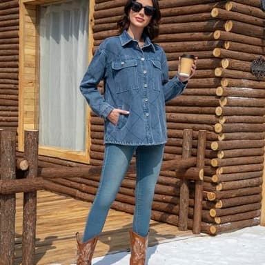 VOHOTO Women's Spring Denim Jacket-Lightweight Oversized Shacket with Soft Flannel Lining-Casual Everyday Wear - Image 6