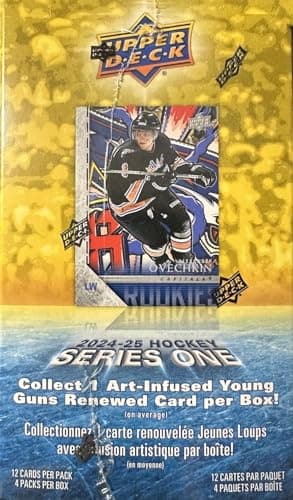 2024-2025 Upper Deck Series One Hockey NHL Trading Card Blaster Box (1 Young Guns Rookie Card and 1 Blaster Exclusive Green Dazzler Card! Per Box) - Image 4