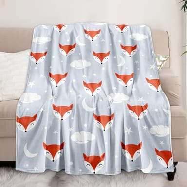 Xikowoxs Fox Blanket for Girls Boys - Cute Pattern Throw for Kids, Warm Themed Bedding, Gifts for Fox Lovers, Soft Plush Flannel Fleece for Couch Baby 50"x40" - Image 1