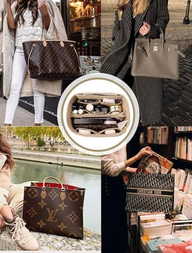 OMYSTYLE Beige Large Organizer Insert, Felt Tote Bag Organizer Insert with 5 Sizes, Handbag Dividers for Inside Purse, Compatible with Longchamp, Neverful, Speedy and More - Image 6