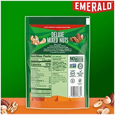 Emerald Salted Deluxe Mixed Nuts (1-Pack) | 5oz Resealable Bulk Bag | Cashews, Almonds, Walnuts, Brazil Nuts, Pecans | Plant-Based Protein | No Artificial Flavors, Preservatives, or Synthetic Colors - Image 7