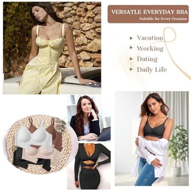 OEAK Womens Wireless Bras Comfortable Push Up Bra No Underwire Bra Full Support Lift Bralette Everyday Seamless Tshirt Bras Black XL - Image 6