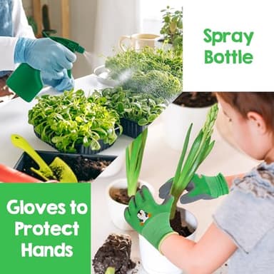 Amtreen Kids Gardening Tools Set - 6PCS Detachable Garden Tool Kit with Gloves, Shovel, Rake, Hoe, Leaf Rake & Spray Bottle - Wooden Handles with Hanging Hole, Perfect Outdoor Toy Gift for Ages 3-5 - Image 4
