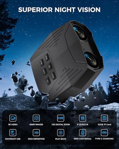 Night Vision Goggles - Night Vision Binoculars for Adults, 5000mAh Rechargeable Infrared Binoculars with 3'' Large Screen, 10X Digital Zoom External Flashlight for Camping - Image 7