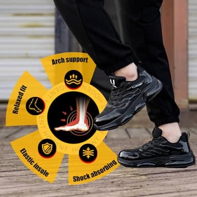 Steel Toe Shoes for Men Women Composite Toe Work Sneakers Comfortable Indestructible Safety Shoes Lightweight Breathable Construction Sneakers Puncture Proof Air Cushion - Image 4