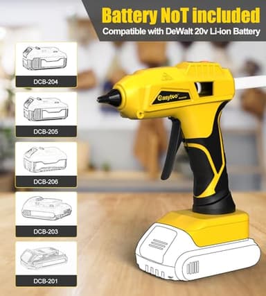 Hot Glue Gun Cordless – Craft Glue Guns, Compatible with DeWalt 20V Lithium-ion Battery(NO Battery, Tool Only) Full Size Hot Glue Gun Quick Heating with 10Pcs 0.43" Glue Sticks for Arts & Crafts & DIY - Image 2
