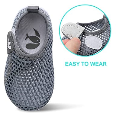 JOINFREE Kid Toddler Non Slip Quick Dry Water Shoes Aqua Socks Sneakers for Beach Pool Boys Girls Mesh Grey 2.5-3 Years Toddler - Image 2