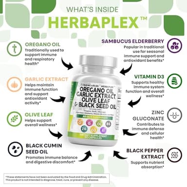 Clean Nutra Oregano Oil with Black Seed Oil Garlic Olive Leaf Extract - Oil of Oregano Capsules Immune Support Carvacrol & Thymoquinone Supplement for Women and Men + Elderberry Vitamin D3 & Zinc - Image 3