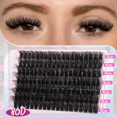 Yawamica Wispy Eyelash Clusters 12-18mm Mix 80D 100D Volume Fluffier Cluster Lashes D Curly Lash Clusters 280PCS Individual Lashes DIY Lash Extension by Self - Image 3