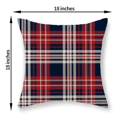 4th of July Plaid Pillow Covers 18x18 Set of 2 Patriotic Blue Red Buffalo Checkered Decorative Throw Pillows Memorial Independence Day Pillowcase Outdoor Farmhouse Cushion Case for Couch Decor - Image 3