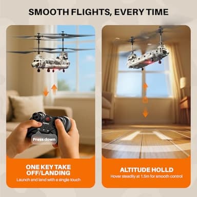 SYMA Remote Control Helicopter, S52H Military Transport RC Helicopters with Altitude Hold, One Key take Off/Landing, LED Light, Low Battery Reminder, Army Toys for Kids and Military Fans - Image 5