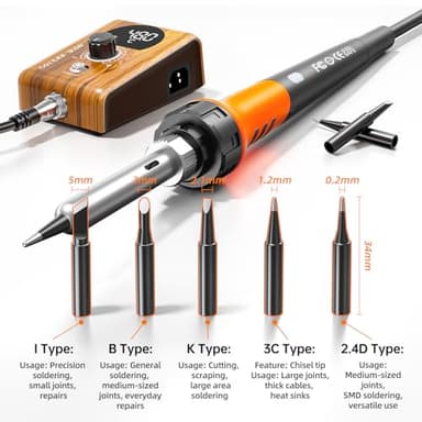 90W Digital display soldering station, stable knob control, independent switch power supply, tin wire, tin absorber, anti-static tweezers, 5 soldering iron tips, handle fixed bracket - Image 5