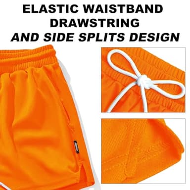 AIMPACT Mens Mesh Running Shorts Gym Athletic Workout Shorts for Men 3 inch Sports Shorts with Pocket(Orange L) - Image 4