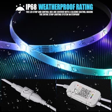 Rxment 150ft Outdoor Led Strip Lights Waterproof Led Light Strips with Remote & Bluetooth Music Sync App Control,Long Color Changing Rope Lights,5050 RGB Outside Led Lights,IP68,24V - Image 2
