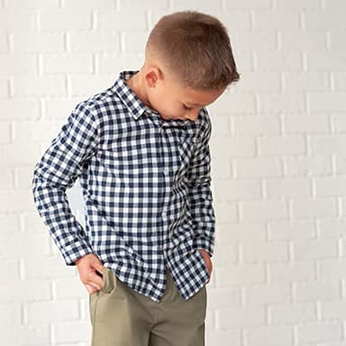Gerber Baby and Toddler Boys Long Sleeve Button Up Plaid Shirt, Blue Plaid, 5T - Image 4