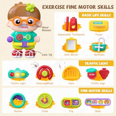 Vanvimen Busy Board Montessori Toys Gift for 1 2 Year Old Boys, Early Educational Montessori Toys for Toddler 1-3, Birthday Gifts Toy for 1 2 Year Old Boy, Ideas 1 Year Old Boys Birthday Gift Toy - Image 4