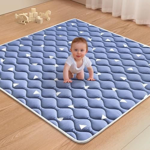 Baby Play Mat, 59x59 Inch Thicker and Larger Non-Slip Cushioning Foam Playmats for Babies,Toddlers, Infants, Play & Tummy Time, Foldable and Machine Washable Baby Mat for Floor - Image 1
