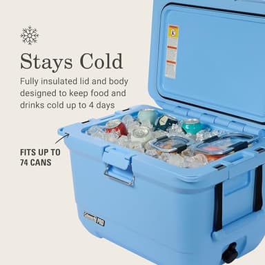 Coleman Pro Heavy-Duty 45qt Ultra-Light Premium Hard Cooler, Extra-Thick Insulation Keeps Ice up to 4 Days, 74-Can Capacity - Image 4