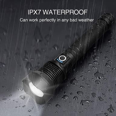 Lylting Rechargeable LED Flashlights High Lumens, 90,000 Lumens Super Bright Flashlight with 5 Modes & Waterproof, Powerful Handheld Flashlight for Camping Emergencies - Image 7