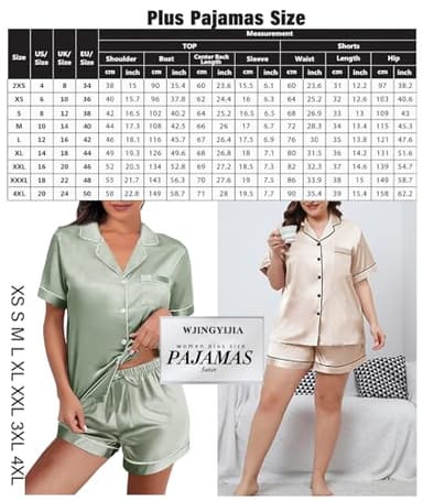 4Pcs Womens Satin Silky Pajama Sets Short Sleeve Shirt XS-4XL Floral Pajamas Set Soft PJ Loungewear Sleepwear - Image 2