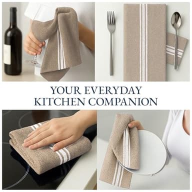 LANE LINEN Kitchen Towels Set - 100% Pure Cotton Dish Towels for Kitchen, Super Absorbent Kitchen Hand Towel, Tea Towels, Soft & Durable Dish Cloths, Pack of 12 – 14”x25”, Beige - Image 7