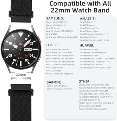 DaQin 3 Pack Nylon Watch Bands Compatible with 16mm 18mm 20mm 22mm Quick Release Watch Band, Adjustable Soft Stretchy Solo Loop Strap Elastic Braided Relacement Wristband for Men Women - Image 2