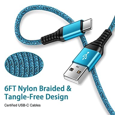 C Charger Cord Fast Charging USB Type C Cable Android Charger Cables 6FT 2Pack for Samsung Galaxy S25 S24 S23 S22 S21 S20 Ultra S20+ Note 20 10 S10 S9 Plus A12 A11 A52 Google Pixel 6 5 4 4a 3a XL - Image 3