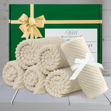 Cotton Washcloths - 6PC 13"x13" | Quick Dry | Soft | Light Weight | Absorbent | Hotel Quality, Luxury Wash Cloths for Body, Hand Towels for Bathroom & Showering, Towel Gift Set, Beige | Tan - Image 5