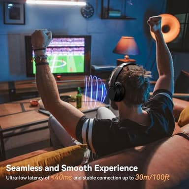 SKYCOMET Wireless Headphones for TV, TV Headphones Wireless for Seniors with Transmitter Charging Base, Perfect Audio Sync, No Audio Dealy, Ideal Gift for The Mom, Seniors, Elderly - Image 4