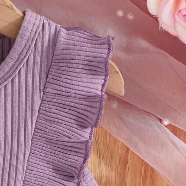 Toddler Baby Girls Tutu Tulle Dress Sleeveless Ruffle Fluffy Cute Sundress for Casual School Party (Purple Flowers, 4-5T) - Image 5