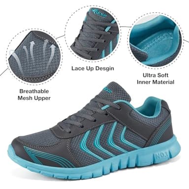 DUOYANGJIASHA Sneakers for Women Running Shoes: Slip On Casual Walking Shoes Non Slip Comfortable Fashion Tennis Shoes Mesh Lightweight Sneaker for Work Dark Gray - Image 3