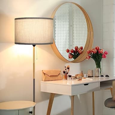 Modern Floor Lamp for Living Room Farmhouse Floor Lamps Pole with Linen Lamp Shade, Standing Tall Floor Lamps for Bedrooms and Office (Grey) - Image 7