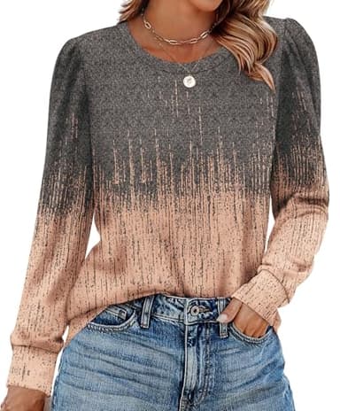 Alaroo Plus Size Tops for Women Long Sleeve Shirt Fall Fashion Basic Crewneck Sweatshirts Trendy Clothes 2025 Print 8 2XL - Image 2