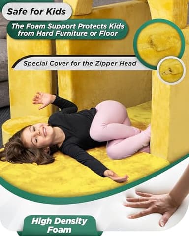 Lunix LX15 14pcs Modular Kids Play Couch, Child Sectional Sofa, Fortplay Bedroom and Playroom Furniture for Toddlers, Convertible Foam and Floor Cushion for Boys and Girls, Yellow - Image 5