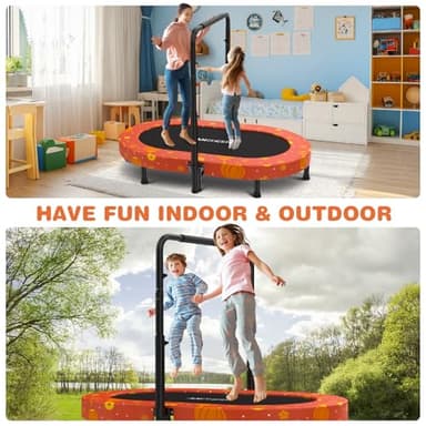 ANCHEER 56" Double Mini Trampoline for Kids, Mini Rebounder with 5-Level Adjustable Handle, Parent-Child Trampoline for Kids, Max Load 220lbs, Fun for Indoor/Outdoor - Image 7