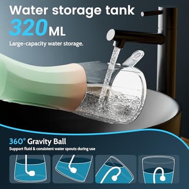 Water Flossers for Teeth, Electric Floss for Adults & Kids, Water Dental Picks, Cleaning and Flossing, Portable Flossers for Travel Size, Gums, Dental Care with Travel Bag, Waterproof - Green/Pink - Image 5