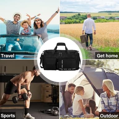 MAXTOP Large Gym Bag for Men Women with Shoe Compartment Wet Dry Separation Black Carry on Duffle Bag for Travel Sports Yoga Fitness Weekend Outdoor Activities - Image 7